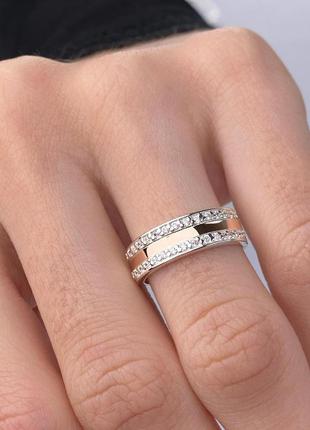 Серебряное кольцо с золотом, 925, серебро2 фото