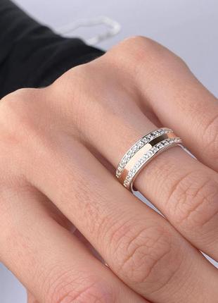 Серебряное кольцо с золотом, 925, серебро3 фото