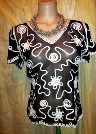 Блуза -сеточка с ленточным декором,44-50разм,moonflower.