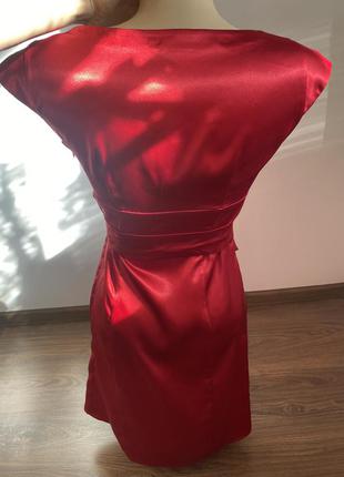 Красное атлас вечернее нарядное платье6 фото