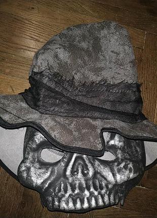 Маска скелета череп смерть в шляпе на хеллоуин3 фото