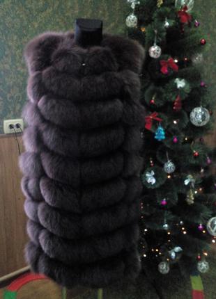 Натуральная меховая жилетка песец соты 90 см