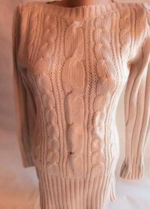 Кофта свитер пуловер кардиган свитшот удлиненный туника нюдовая беж косы косичка косички luxero3 фото