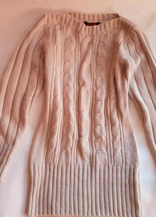 Кофта свитер пуловер кардиган свитшот удлиненный туника нюдовая беж косы косичка косички luxero5 фото