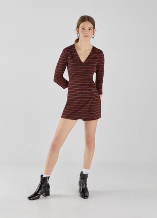 Коричневий бордовий марсала ромпер в клітку клітинку комбез комбенизон з шортами bershka