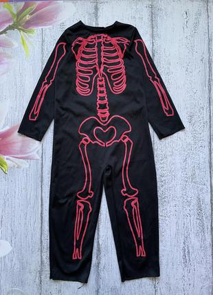 Крутой карнавальный костюм комбинезон скелет хеллоуин 3-4года