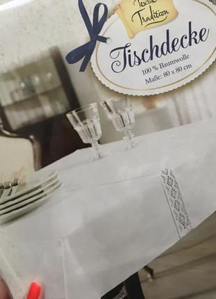 Хлопковая белая скатерть с шитьем ришелье aldi textile tradition біла вишита скатертина