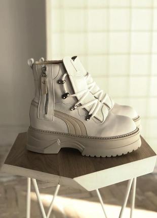 Трекинговые высокие кроссовки хайтопы puma by rihanna blanc noir.