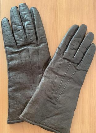 Шкіряні рукавички на вовняної підкладці.1 фото