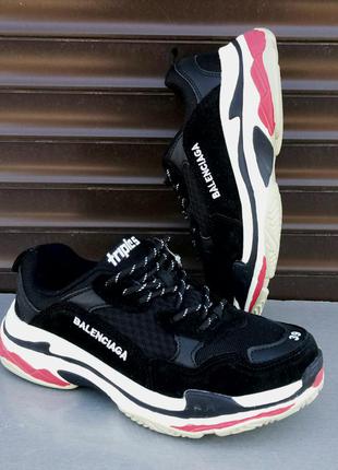 Кросівки в стилі balenciaga жіночі чорні нубук  розміри 38,