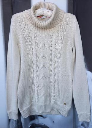 Свитер esprit, бежевый гольф, водолазка, косы