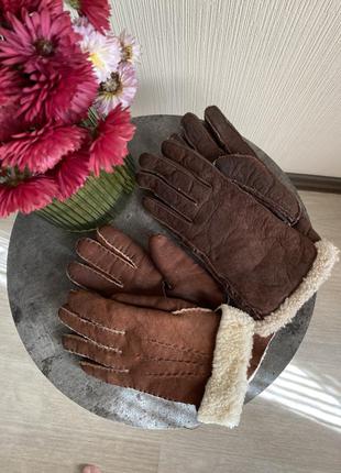Кожаные тёплые перчатки