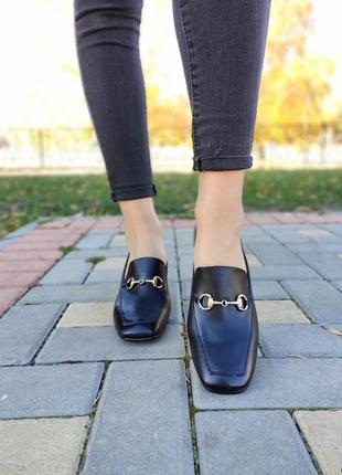 Туфли лоферы женские черные на низком каблуке 37=23,5 см3 фото