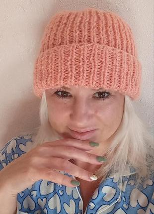 Шапка ручная робота!нитка полушерсть!54-55р