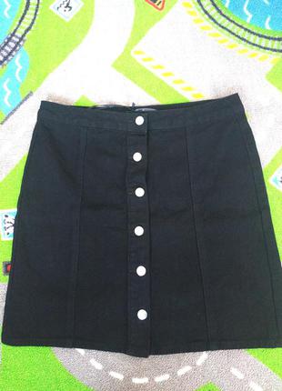 Джинсовая черная юбка р.10 (44-46)2 фото