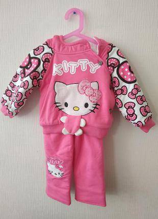 Утечпленный комплект (толстовка, штани), рожевий 73 см