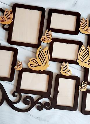 Фоторамка авторская "бабочки"80х58 см.на 9 фото.