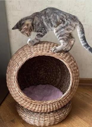 Плетений будиночок для котів, лежанка для котів1 фото