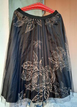 Фатиновая плиссированная юбка с узором1 фото