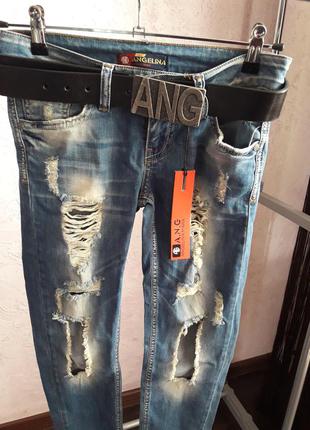 Рваные летние джинсы angelina mara2 фото