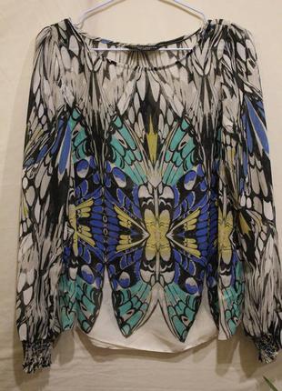 Напівпрозора блузка принт метелики