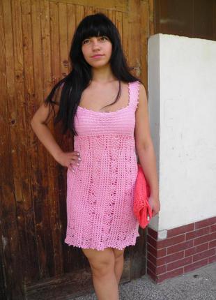 Маленьке рожеве платтячко, плаття спицями, гачком1 фото