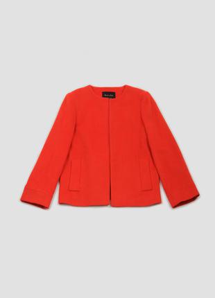 Пальто полупальто пиджак шерстяное красное с ложными карманами massimo dutti