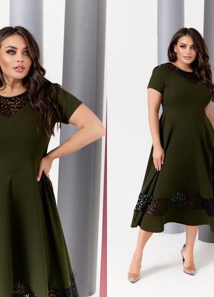 Ошатне плаття з мереживом французької довжини кольори: чорний, хакі, марсала, гірчиця4 фото