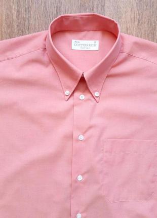 Рубашка терракотовая коралловая cotton rich (англия) размер  16"  xl , коттон 100%