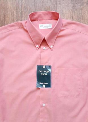 Рубашка терракотовая коралловая cotton rich (англия) размер  16"  xl , коттон 100%3 фото