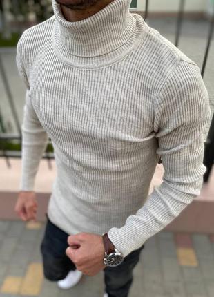 Стильный серый гольф мужской , модный свитер демисезонный