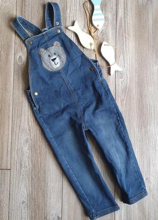 Комбінезон ромпер джинс з ведмедиком ідеал m&s 1,5-2г1 фото