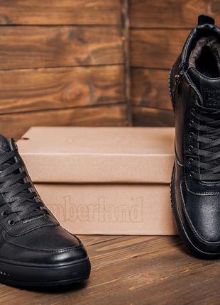 Clikshop мужские зимние кожаные ботинки timberland black3 фото