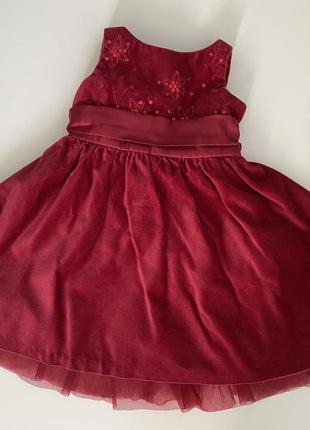 Красное платье с пайетками next бархатное 100 хлопок