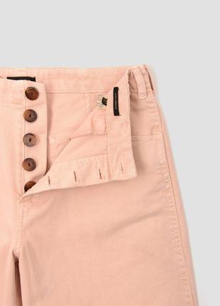 Брюки розовые широкие прямого кроя со средней посадкой на пуговицах и карманами massimo dutti2 фото