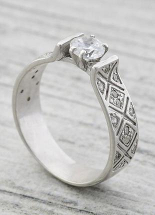 Кольцо серебро 925 колечко алмазное 14124 фото