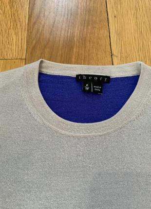 Theory тонкий шерстяной синий серый свитер джемпер xs8 фото