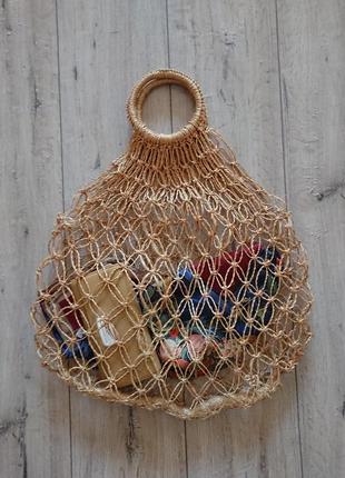 Плетені велика сумка авоська шоппер з еко натурального матеріалу1 фото