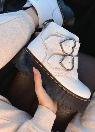❄️dr.martens devon heart❄️женские зимние ботинки с мехом доктор мартинс на платформе, зимні жіночі ботинки з хутром доктор мартінс