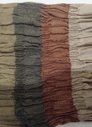 Шерстяной шелковый коричневый в полоску шарф passigatti жатка на резинках шерсть шелк шовк шовковий5 фото
