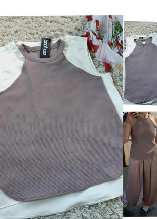 Базова бежева блуза , відкриті плечі, boohoo, p. 10-12