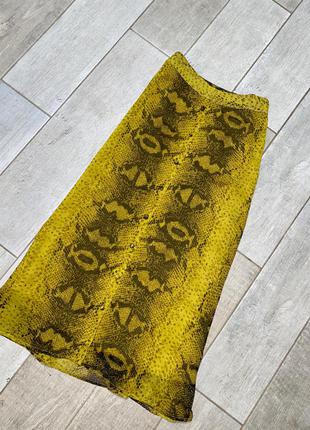 Шифоновая миди юбка в змеиный принт(021)