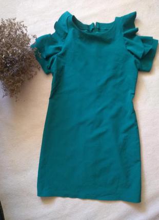 Платье вечернее нарядное рукав воланами с вырезом