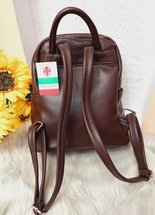 Рюкзак жіночий шкіряний італія колір шоколад2 фото