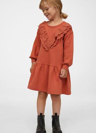 Брендовое нарядное трикотажное платье с легкой махровой нитью внутри для девочки h&m сша2 фото
