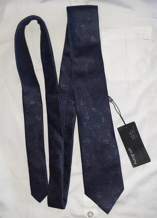 Шелковый галстук темно синий1 фото
