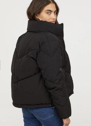 Зимняя черная куртка пуховик с высоким воротом zara натуральный пух9 фото
