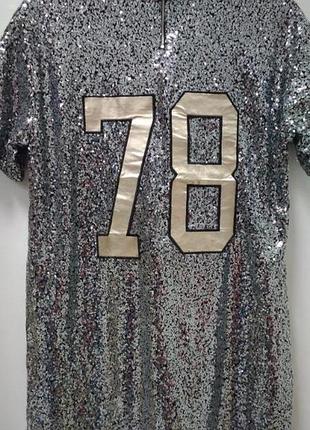 Платье, туника, платье-футболка, в пайетки, с надписью, размер 46, eur 40, h&m, 21300