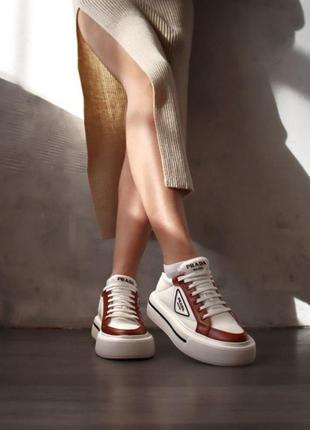 Macro re-nylon brushed leather sneakers brown кросівки кросівки7 фото