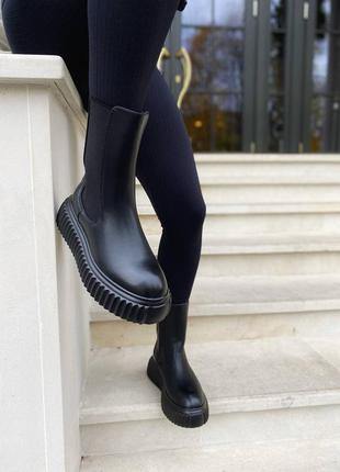 Зимние женские ботинки nobrand chelsea, черные (черевики жіночі зимові)2 фото